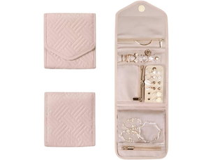 Sac à bijoux en rouleau pochette bijoux voyage en imperméable, rangement pour boucles d'oreilles pratiques, accessoire de voyage