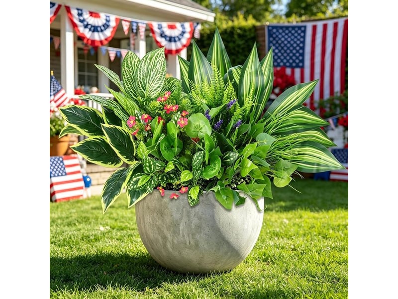  Lot de 14 plantes artificielles d'extérieur résistantes aux uv avec tiges et fleurs en plastique pour jardin, porche, jardinière, terrasse  - Conforama A