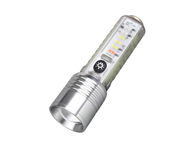  30w blanc laser mini zoom lampe de poche transparente avec porte-stylo aimant quatre source de lumière forte lampe de poche 11.83.42.1cm  - Conforama A