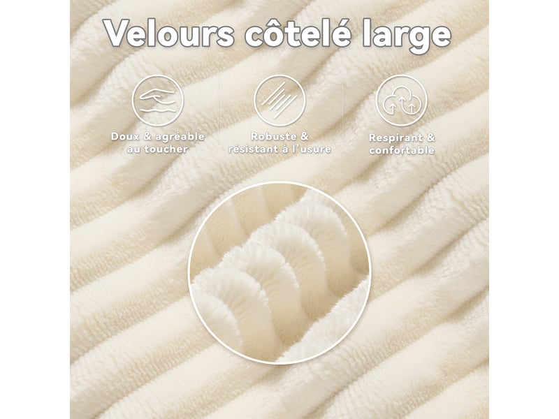 Canapé d’angle convertible réversible beige en velours côtelé 214 x 138,5 x 89 cm avec coffre et ports usbtype-c N653P7104A - Conforama R