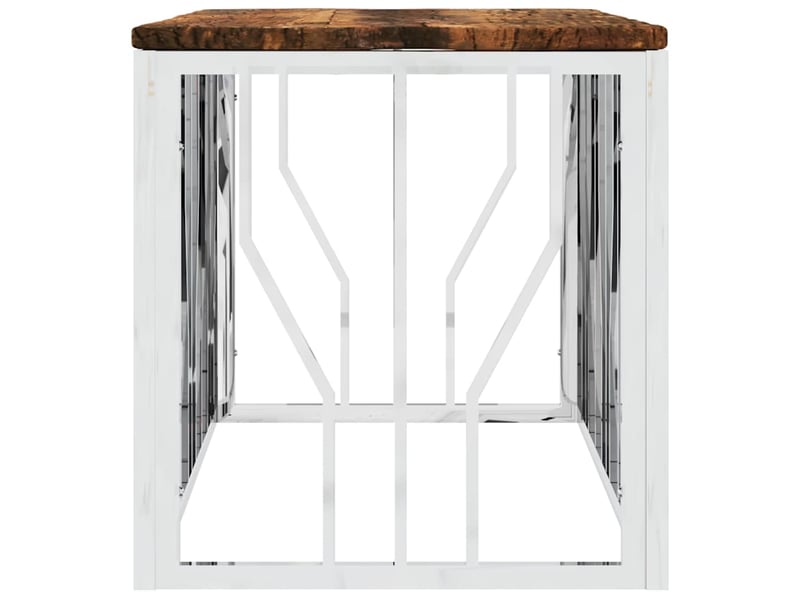 Table basse - table de salon - table à thé acier inoxydable et bois massif de récupération  - Conforama D