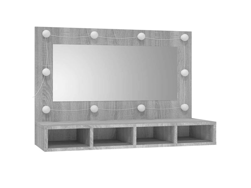 Armoire à miroir avec led sonoma gris 90x31.5x62 cm - Conforama C