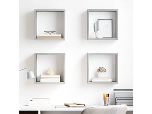 Lot de 4 étagères cube murales, armoires de rangement gris béton 30x15x30 cm cf42745