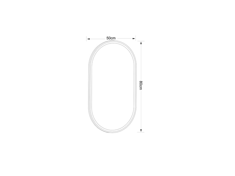  Miroir de salle de bains led ovale 50x80 cm – noir – anti-buée, 3 températures et intensité réglable  - Conforama C