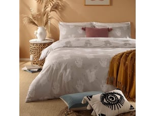 Housse de couette, coton, polyester, gris