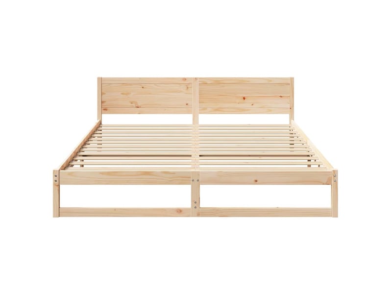 Lit double- lit adulte - cadre de lit avec tête de lit naturel 200 x 200 cm pin massif - Conforama D