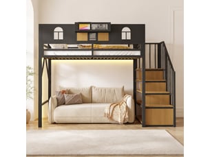 Lit mezzanine 90x200 cm <strong>HAVRYA</strong>  <strong></strong> coloris noir