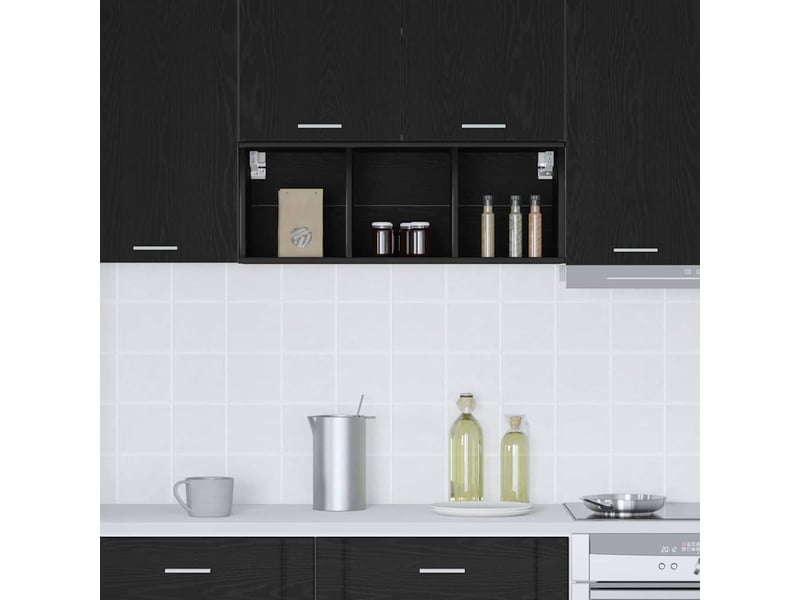 Meuble de rangement cuisine, armoire suspendue chêne noir 30x29,5x80cm - Conforama D