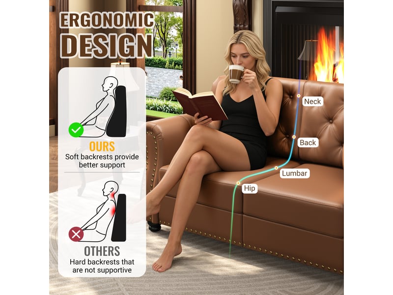  Fauteuil chesterfield 1 place en simili cuir marron, capitonné, 105 cm Fay Lum - Conforama D