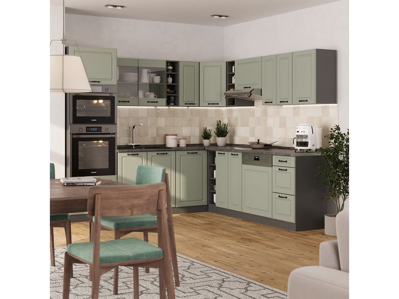  Vicco meuble bas de cuisine, mint campagneanthracite, 60cm plan de travail marbre  - Conforama C