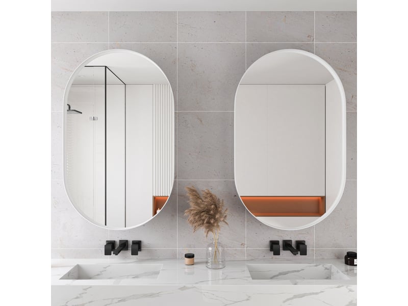  Armoire de toilette miroir ovale en métal blanc 85 x 51.5 x 12 cm W2552P264700 - Conforama E