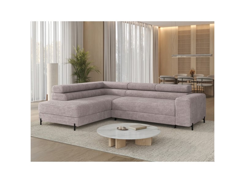  Canapé d'angle colesia convertible 5 places gris velours côtelé – gauche – 274x200cm  - Conforama B
