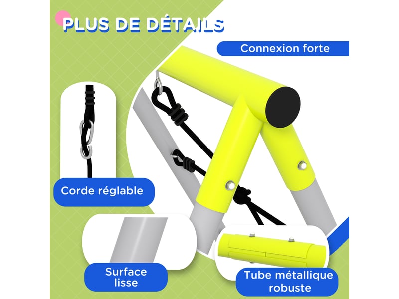 4 en 1 balançoire portique pour enfant avec 2 siège de balançoire échelle grimpeuse et filet d'escalade vert  - Conforama W