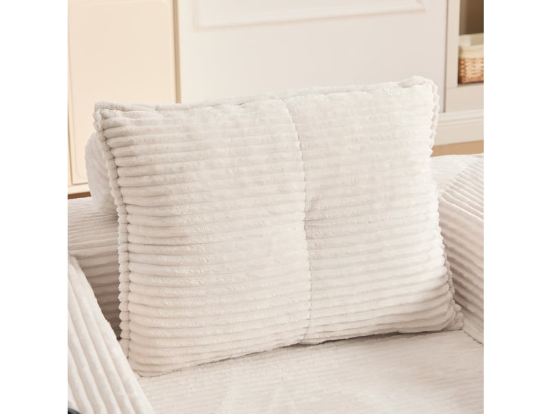  Canapé convertible modulable 1 place en velours côtelé beige, poches latérales et porte-gobelets  - Conforama E