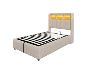 Lit coffre 90x200 cm coloris beige