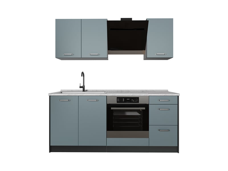Vicco cuisine, bleu-grisanthracite, 180cm plan de travail marbre - Conforama A