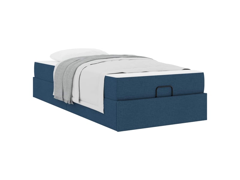 Lit simple | lit adulte | cadre de lit avec matelas 2 pcs bleu tissu 80x200 cm - Conforama D