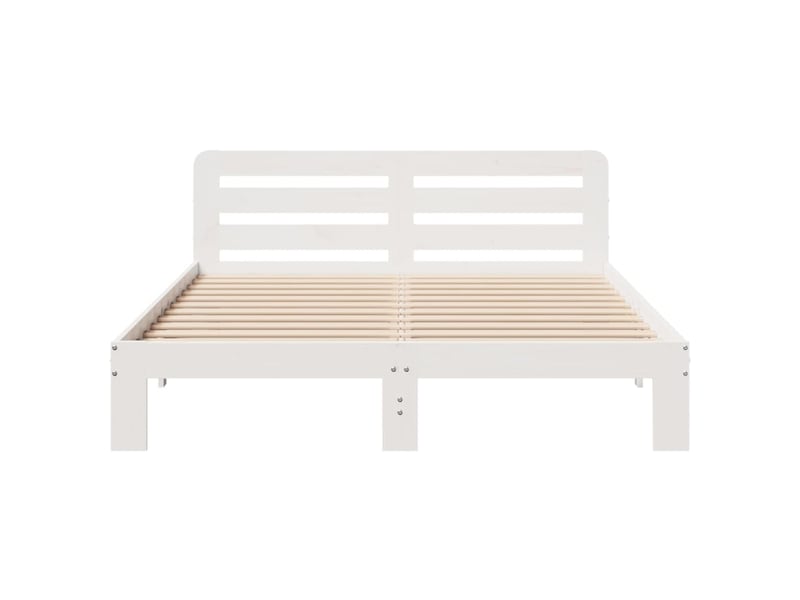  Lit double- lit adulte -  cadre de lit sans matelas blanc 150x200 cm bois de pin massif  - Conforama C