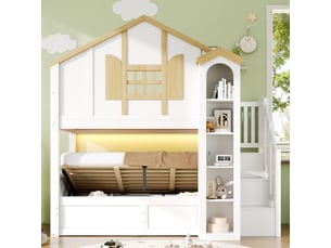 Lit superposé 2x90x200 cm <strong>OKMYHOME</strong>  <strong></strong> coloris bicolore