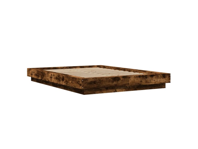 Lit double- lit adulte - cadre de lit et lumières led sans matelas chêne fumé 120x190cm - Conforama B