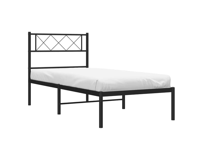  Lit simple- lit adulte -  cadre de lit métal sans matelas avec tête de lit noir 100x200cm  - Conforama C