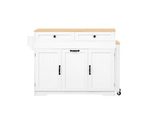 Desserte de cuisine 188 x 40 x 91 cm rangement intégré chariot de cuisine plan de travail intégré roulettes intégrées tiroirs de rangement tablette latérale extensible structure indépendante finition blanche
