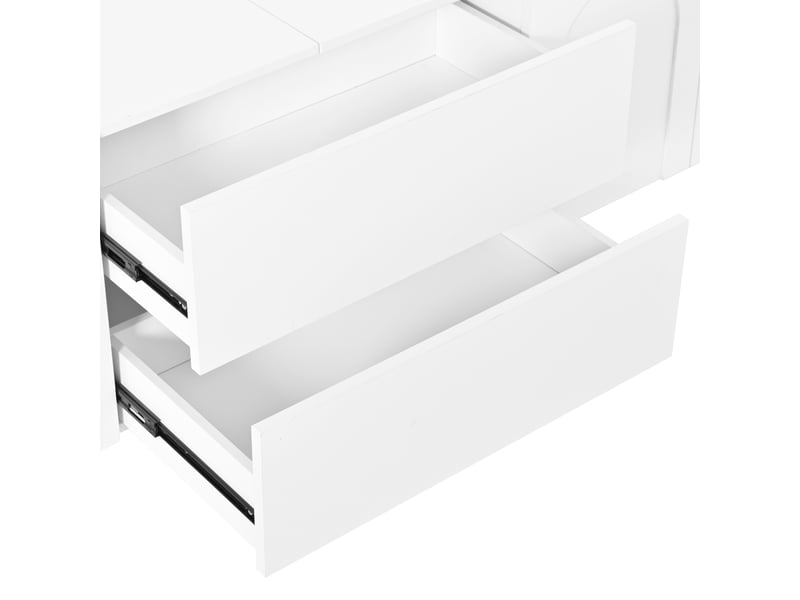  Meuble tv 4 portes et 2 tiroirs en mdf et panneau de particules blanc 180x40x48 cm GL0945W - Conforama E