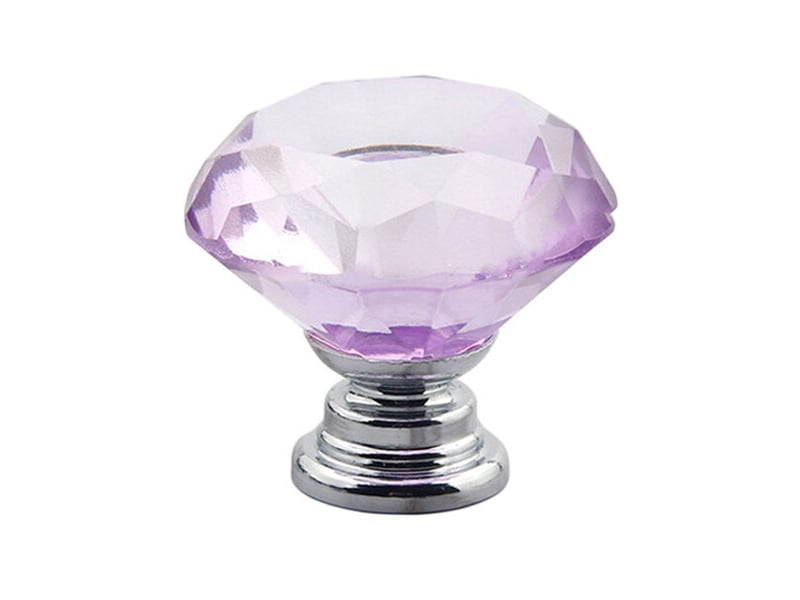  Bouton de meubles en cristal de 30 mm, couleur violet clair  - Conforama A