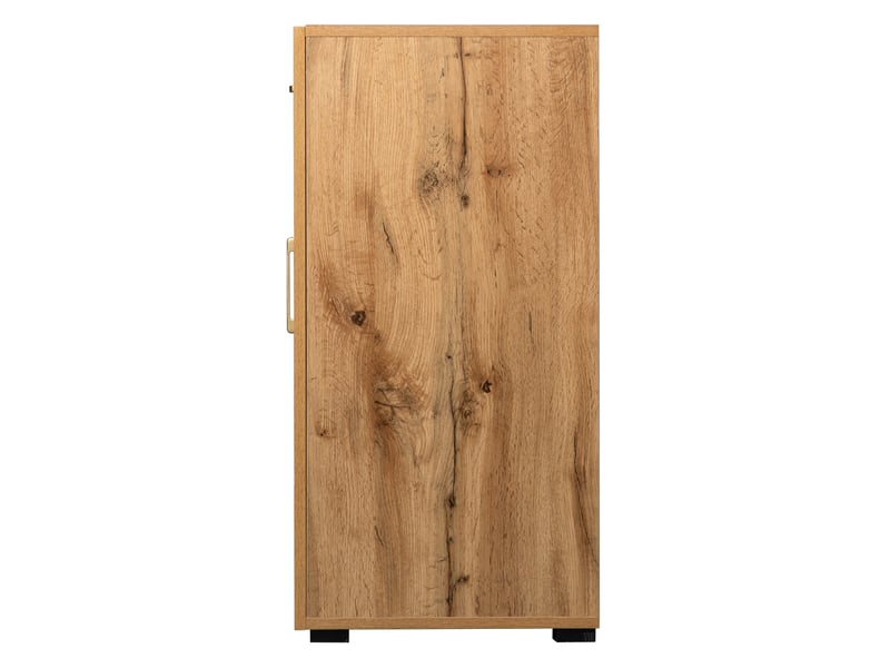 Buffet 208x39,5x80 cm en panneau de particules blanc marbré et chêne avec 4 portes et 2 tiroirs 4071258002715 - Conforama D