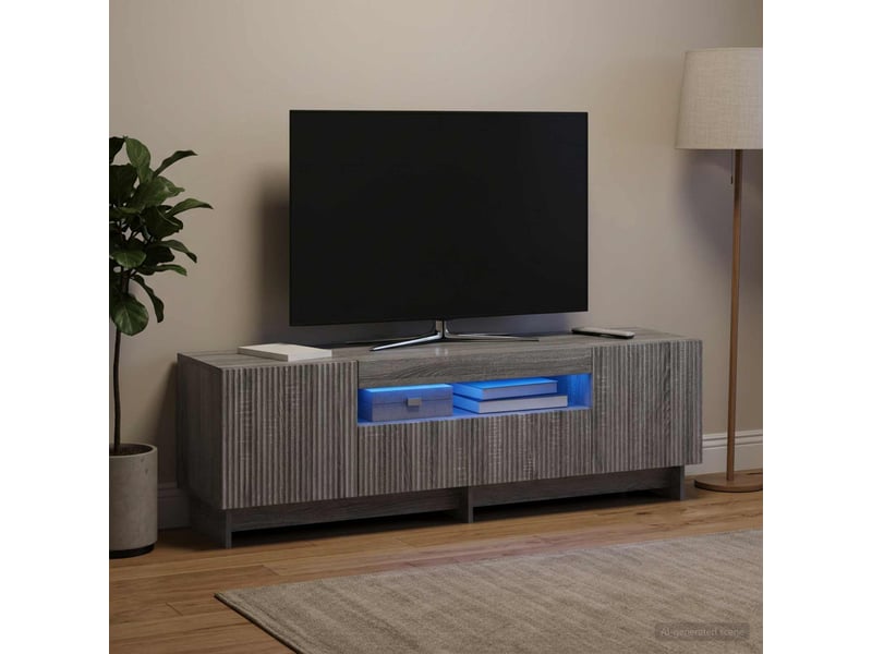  Meuble tv - banc tv - meuble de rangement led sonoma gris bois d'ingénierie  - Conforama D