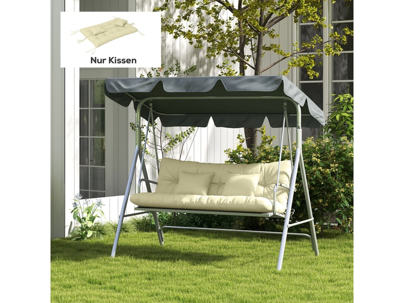  Lot de 4 coussins d'assise, 150 x 50 cm, coussins de chaise déperlants avec attaches, 10 cm d'épaisseur, blanc crème  - Conforama D
