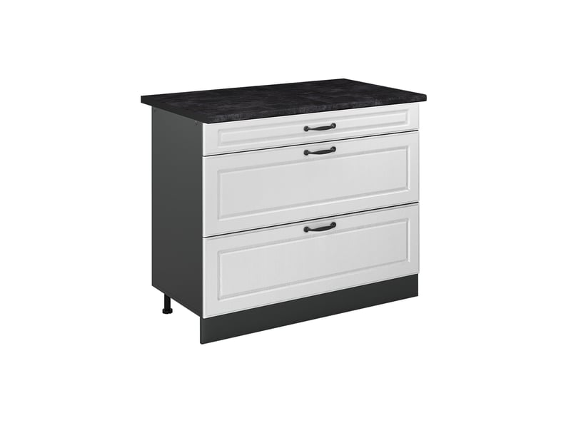 Vicco meuble cuisine, blanc campagneanthracite, 100cm plan de travail anthracite - Conforama A