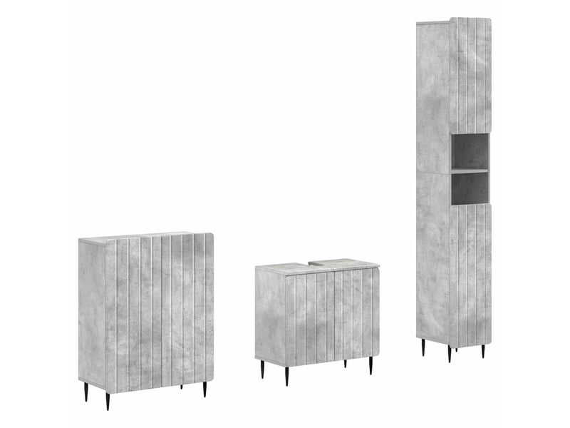  Ensemble de meuble de salle de bain 3 pièces zwolle gris béton cf63544  - Conforama A