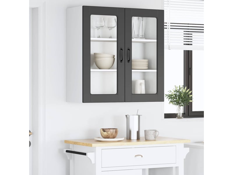  Meuble mural de cuisine, cabinet en verre mural noir 80x31x80cm shl6248  - Conforama D