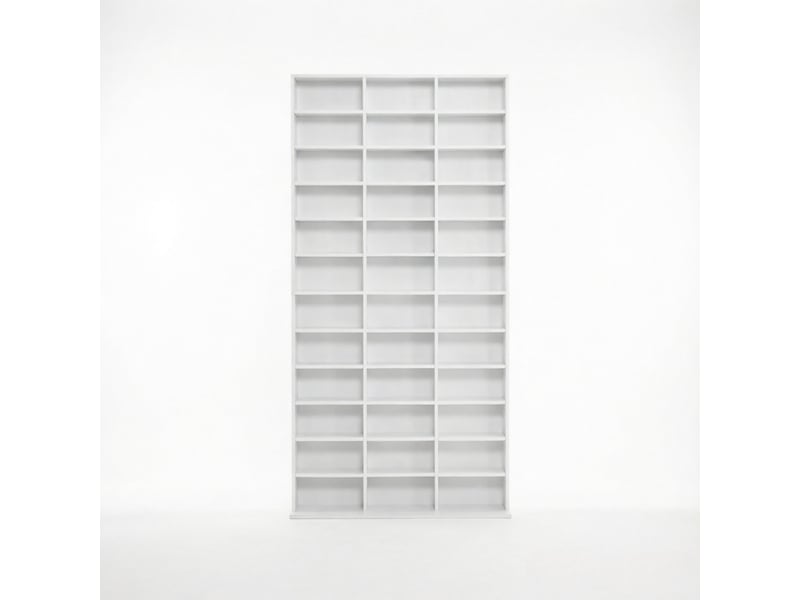  Meuble de rangement cd dvd,102x23,5x195 cm,étagères réglables,mdf,blanc  - Conforama D