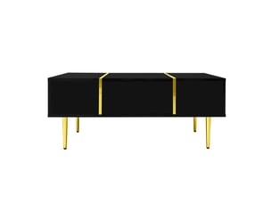 Table basse noir brillant 100x50x40 cm, 2 tiroirs - design contemporain et fonctionnel