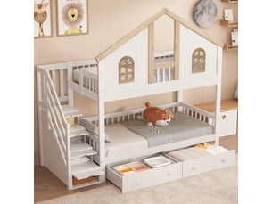 Lit superposé 2x90x200 cm <strong>HAUSS SPOLE</strong> <strong></strong> coloris bicolore