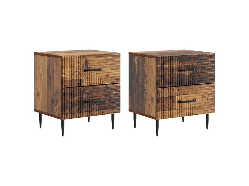  Table de chevet - cabinet de chevet - table de nuit 2 pièces bois ancien 43 x 34,5 x 47,5 cm  - Conforama A