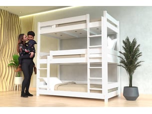 Lit superposé 80x190 cm <strong>ABC MEUBLES</strong> <strong>TRI380-LB</strong> coloris blanc