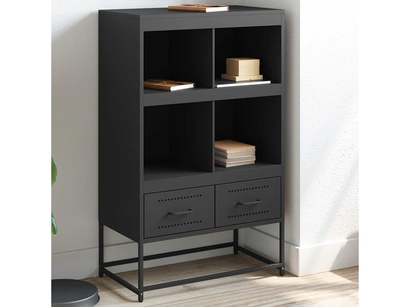  Buffet haut - bahut - meuble de rangement noir 68x39x111,5 cm acier  - Conforama B
