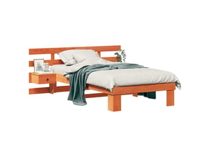 Lit adulte, lit simple, cadre de lit avec tête de lit brun 90x190cm pin massif cf2498