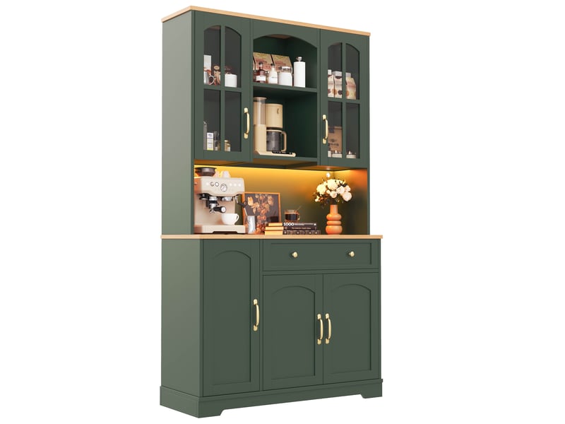  Meuble de cuisine muvano, buffet haut de cuisine avec éclairage led rvb, 100 × 38 × 178 cm  - Conforama C