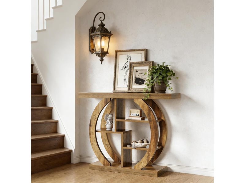  Console 108 x 29 x 82 cm en bois à 4 niveaux marron chicfurn  - Conforama C