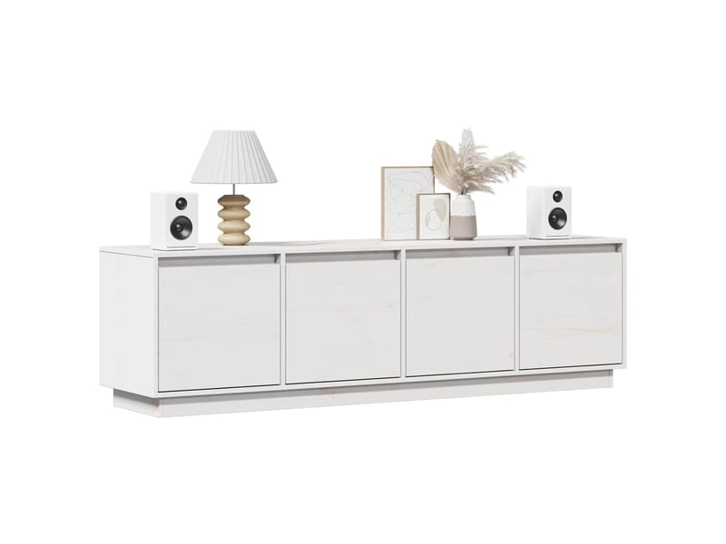 Meuble tv - banc tv - meuble de rangement blanc 156x37x45 cm bois de pin massif  - Conforama C