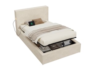 Lit coffre 90x200 cm MODERNLUXE coloris beige