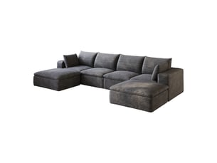 Canapé modulable,340x160x82 cm,6 places sans montage,velours côtelé,gris foncé