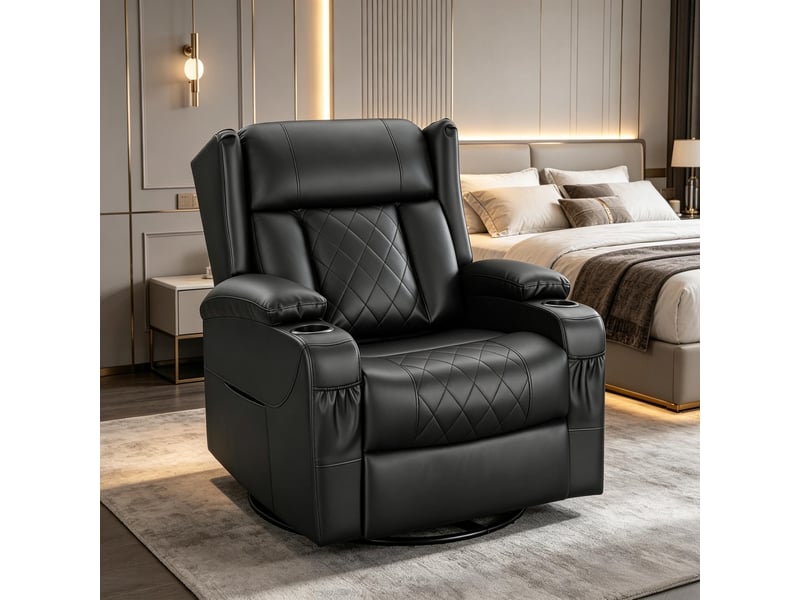  Fauteuil relax - fauteuil inclinable avec dossier et repos-pieds réglables, fauteuil de salon élégant, noir  - Conforama E