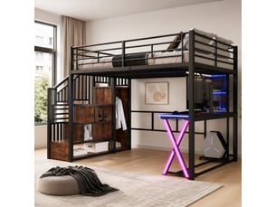 Lit mezzanine 140x200 cm <strong>STILVORA</strong>  <strong></strong> coloris noir