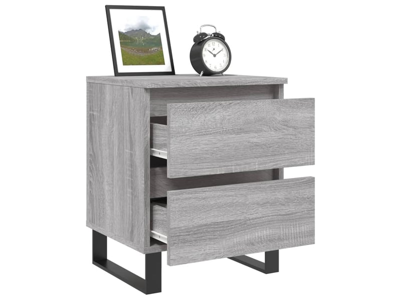  Lot de 2 tables de chevet - cabinet de chevet - table de nuit sonoma gris 40x35x50 cm bois ingénierie  - Conforama C