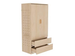 Armoire 2 porte(s) battante 2 tiroir(s) <strong>REDOM</strong> <strong></strong> coloris bois clair largeur 70 cm